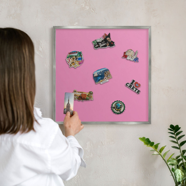 Tabule na magnety z dovolené ve stříbrném rámu Chladivá růžová