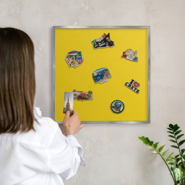 Tabule na magnety na zeď stříbrný rám Intenzivně žlutá