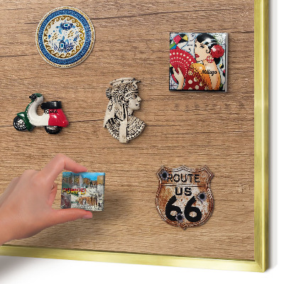 Magnetické tabule na magnety v zlatém rámu Textura dřeva