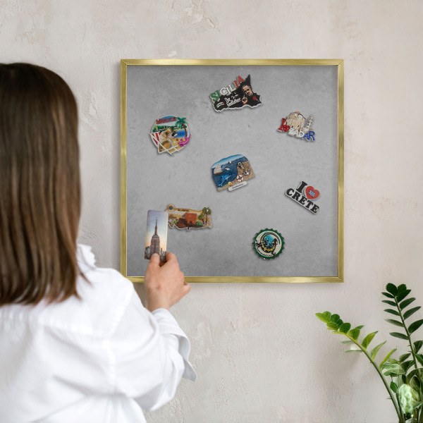 Magnetické tabule na magnety v zlatém rámu Stříbrná mlha