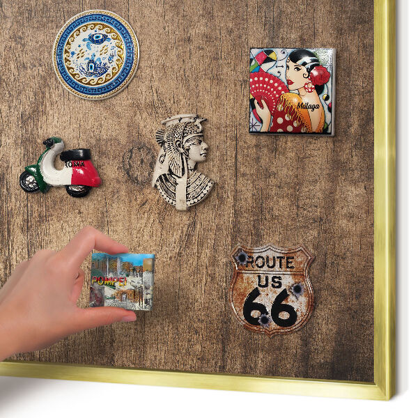 Plechové tabule na magnety zlatý rám Dřevěná textura