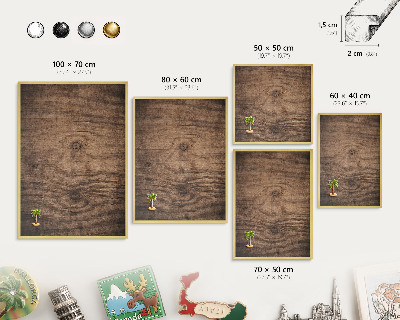 Plechové tabule na magnety zlatý rám Dřevěná textura