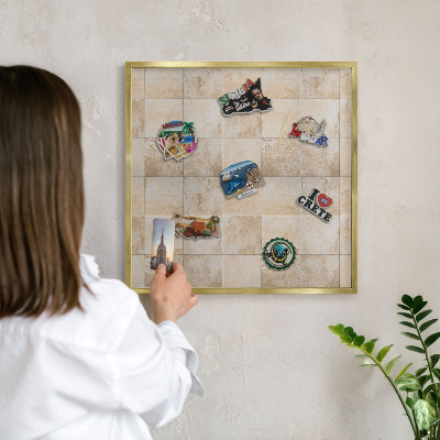 Plechové tabule na magnety zlatý rám Neutrální elegance