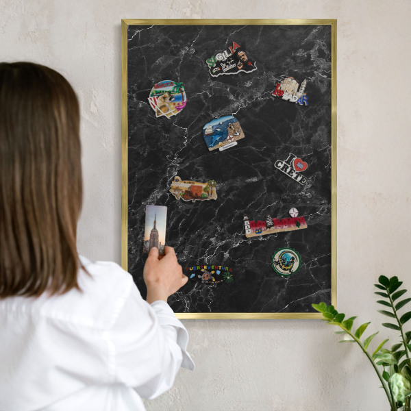 Plechové tabule na magnety zlatý rám Mramorová elegance