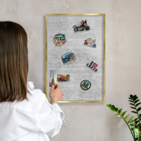 Magnetické tabule na magnety v zlatém rámu Šedá textura