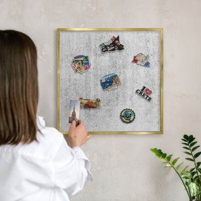 Magnetické tabule na magnety v zlatém rámu Šedá textura