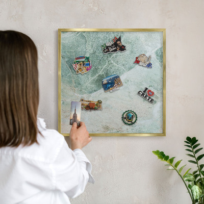 Magnetické tabule na magnety v zlatém rámu Zelené textury