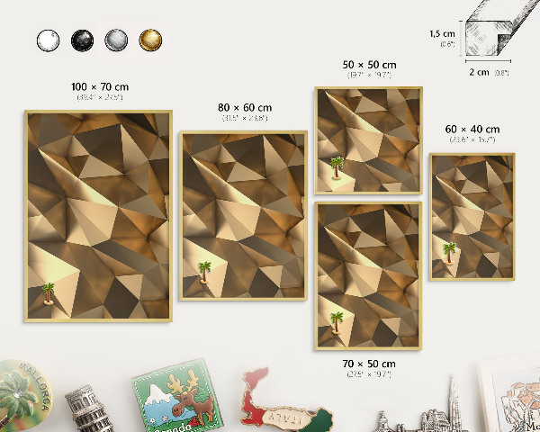Plechové tabule na magnety zlatý rám Teplá geometrie