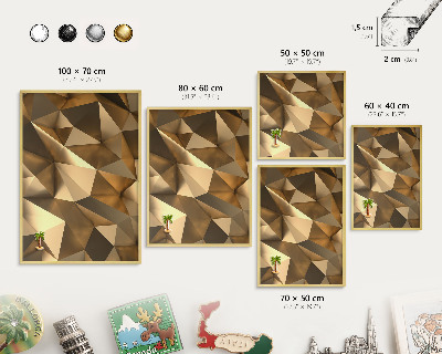 Plechové tabule na magnety zlatý rám Teplá geometrie