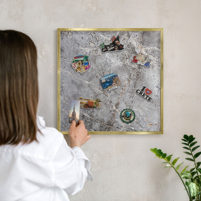 Magnetické tabule na magnety v zlatém rámu Vzorovaný mramor