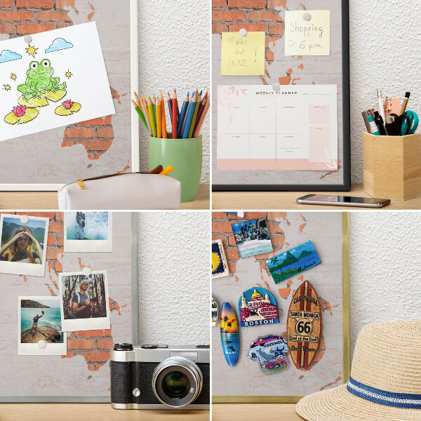 Magnetické tabule na magnety v zlatém rámu Mapa cihel