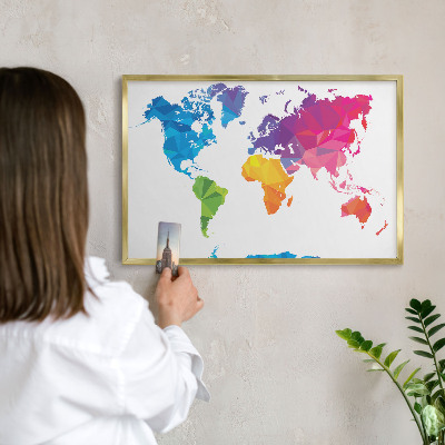 Plechové tabule na magnety zlatý rám Barevná mapa