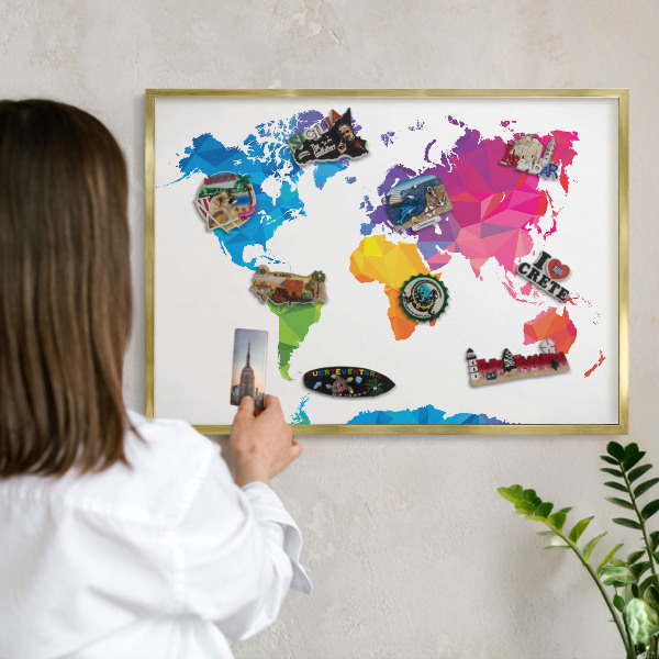 Plechové tabule na magnety zlatý rám Barevná mapa