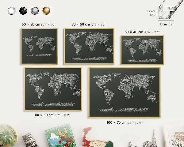Magnetické tabule na magnety v zlatém rámu Textová mapa