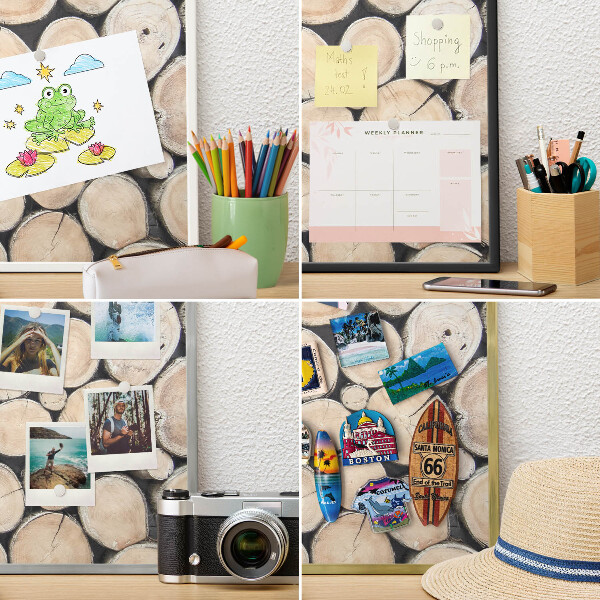 Magnetické tabule na magnety v zlatém rámu Dřevěná textura