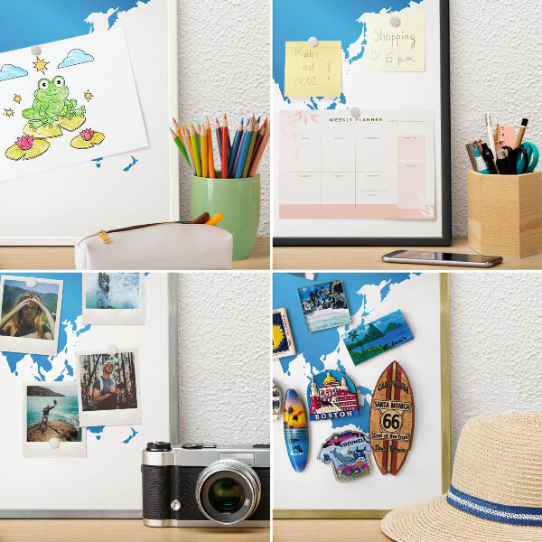 Plechové tabule na magnety zlatý rám Mapa světa