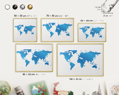 Plechové tabule na magnety zlatý rám Mapa světa