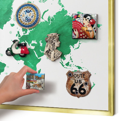 Magnetické tabule na magnety v zlatém rámu Zelená mapa