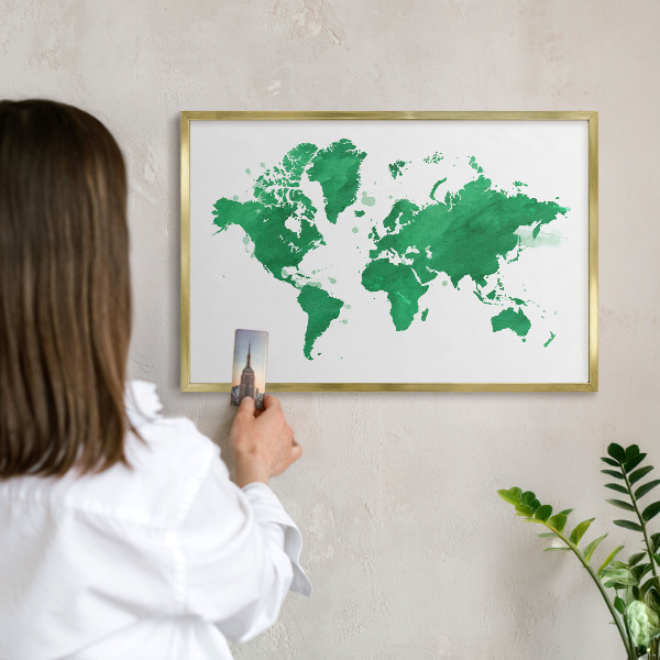Magnetické tabule na magnety v zlatém rámu Zelená mapa