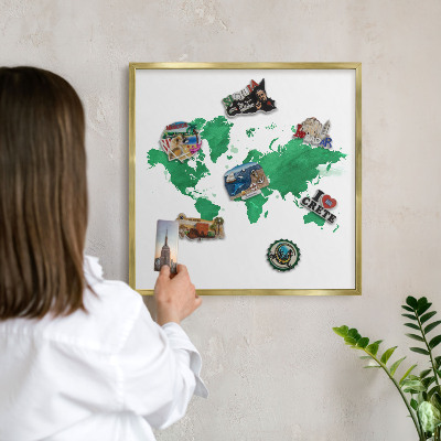 Magnetické tabule na magnety v zlatém rámu Zelená mapa