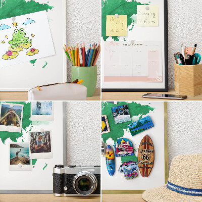 Magnetické tabule na magnety v zlatém rámu Zelená mapa