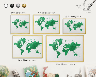 Magnetické tabule na magnety v zlatém rámu Zelená mapa