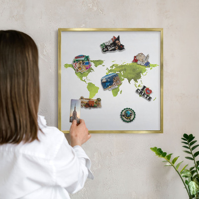 Plechové tabule na magnety zlatý rám Zelená mapa