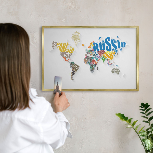 Magnetické tabule na magnety v zlatém rámu Barevná mapa