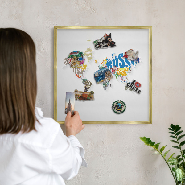 Magnetické tabule na magnety v zlatém rámu Barevná mapa