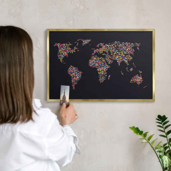Plechové tabule na magnety zlatý rám Barevná mapa