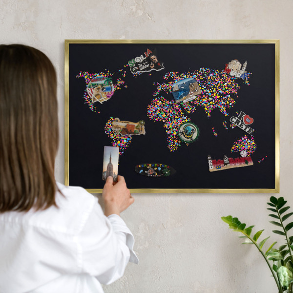 Plechové tabule na magnety zlatý rám Barevná mapa