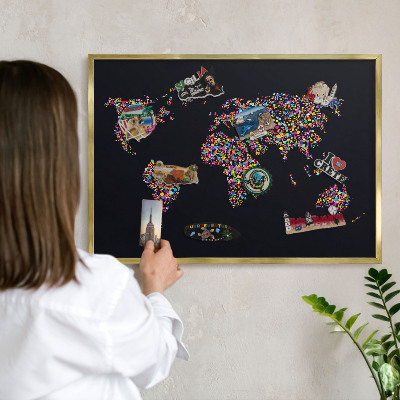 Plechové tabule na magnety zlatý rám Barevná mapa