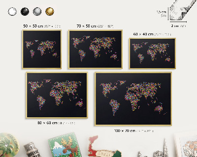 Plechové tabule na magnety zlatý rám Barevná mapa
