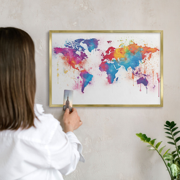 Plechové tabule na magnety zlatý rám Barevná mapa