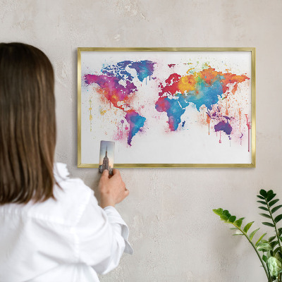 Plechové tabule na magnety zlatý rám Barevná mapa