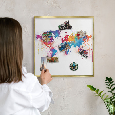 Plechové tabule na magnety zlatý rám Barevná mapa