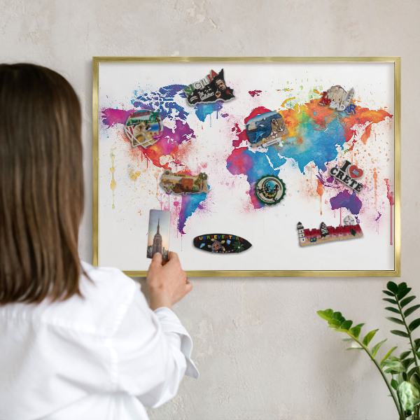 Plechové tabule na magnety zlatý rám Barevná mapa