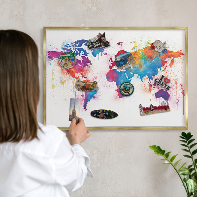 Plechové tabule na magnety zlatý rám Barevná mapa