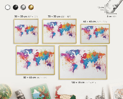Plechové tabule na magnety zlatý rám Barevná mapa