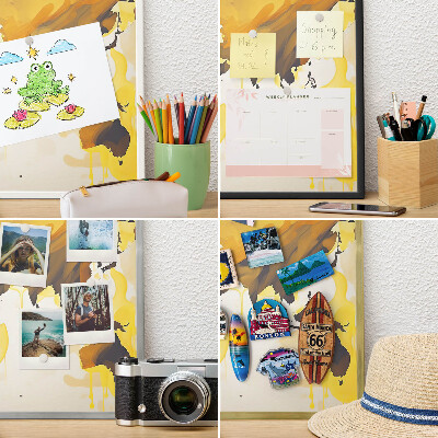 Magnetické tabule na magnety v zlatém rámu Mapa světa