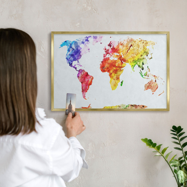 Magnetické tabule na magnety v zlatém rámu Barevná mapa