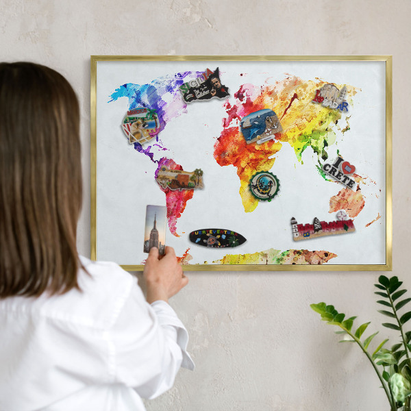 Magnetické tabule na magnety v zlatém rámu Barevná mapa
