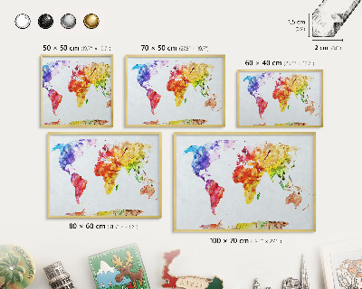 Magnetické tabule na magnety v zlatém rámu Barevná mapa