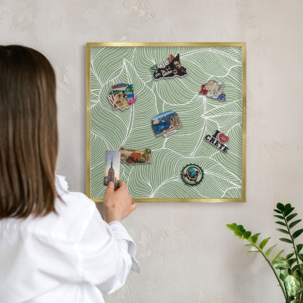 Magnetické tabule na magnety v zlatém rámu Tropické listy
