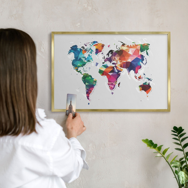 Plechové tabule na magnety zlatý rám Mapa světa