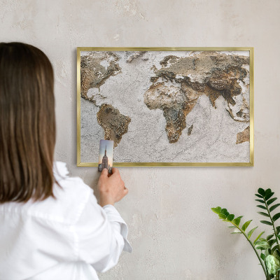 Magnetické tabule na magnety v zlatém rámu Reliéfní mapa
