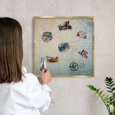 Plechové tabule na magnety zlatý rám Stará mapa