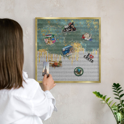 Magnetické tabule na magnety v zlatém rámu Tyrkysová abstrakce