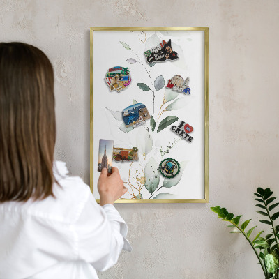 Plechové tabule na magnety zlatý rám Botanická elegance