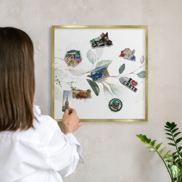 Plechové tabule na magnety zlatý rám Botanická elegance